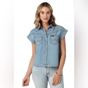 Wrangler short sleeve denim western shirt, L